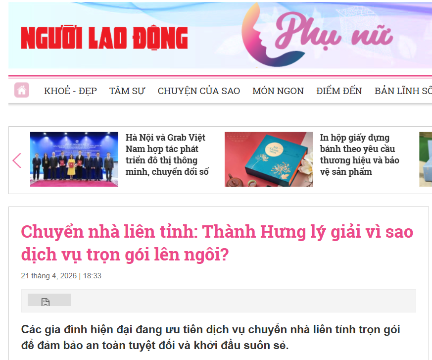 Báo Phụ nữ.NLD viết về Thành Hưng