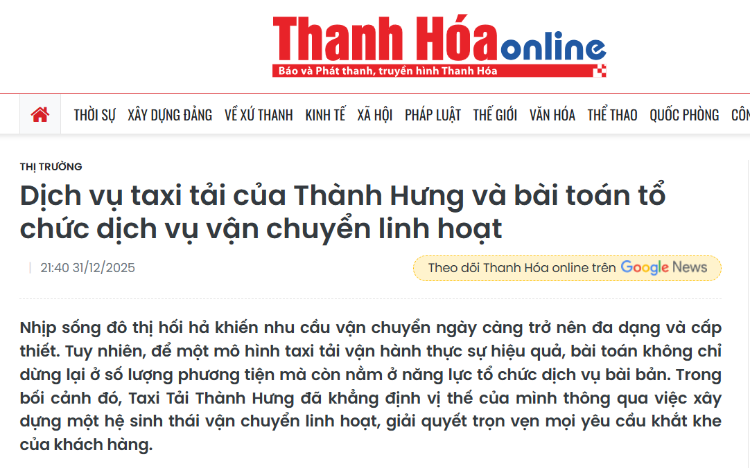 Báo Thanh Hóa viết về Thành Hưng